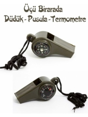 SHC4200 Pusulalı Termometreli Düdük - Survival Askılı Düdük