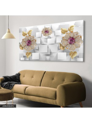 Evine Moda Pembe Yakutlu Çiçek Tek Parça Kanvas Canvas Tablo Tablo