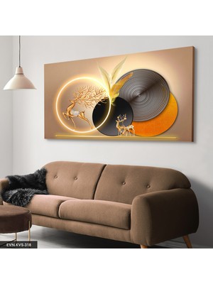 Evine Moda Gold Geyik Yuvarlak Desenler Tek Parça Işıksız Kanvas - Canvas Tablo