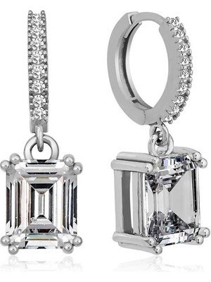 Erseyy Gümüş Baget Taşlı Halka Küpe