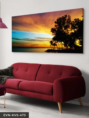 Evine Moda Deniz ve Günbatımı Tek Parça Kanvas - Canvas Tablo