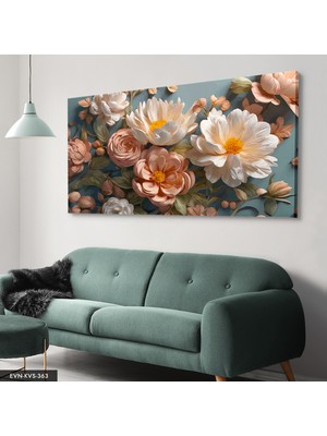 Evine Moda Renkli Çiçekler Tek Parça Kanvas - Canvas Tablo