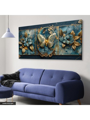 Evine Moda Kelebek ve Çiçekler Tek Parça Kanvas - Canvas Tablo
