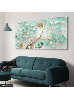 Evine Moda Ağaç Çiçekler Tek Parça Kanvas Canvas Tablo Tablo