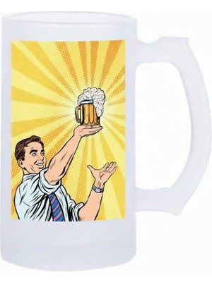 Sartre Art "bira Aşkı Tasarımlı Buzlu Cam Bira-Meşrubat Bardağı