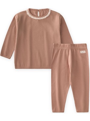 Cigit Dantelli Uzun Kollu Mevsimlik Takım 0-3 Yaş A Kahve
