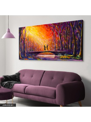 Evine Moda Sanatsal Çift Aşk Tek Parça Kanvas - Canvas Tablo