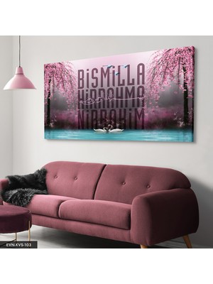 Evine Moda Besmele Yazılı Kuğu Gölü Tek Parça Kanvas Canvas Tablo Tablo