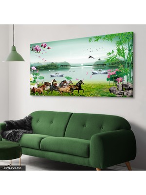 Evine Moda Doğadaki Atlar Tek Parça Kanvas Canvas Tablo Tablo