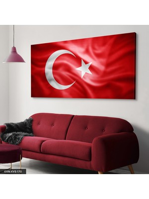 Evine Moda Türk Bayrağı Tek Parça Kanvas Canvas Tablo Tablo