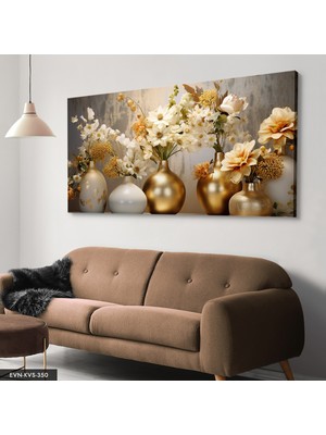 Evine Moda Gold Vazoda Çiçekler Tek Parça Kanvas - Canvas Tablo