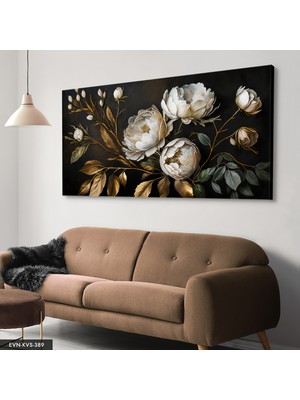 Evine Moda Çiçek Gold Dallar Tek Parça Kanvas - Canvas Tablo
