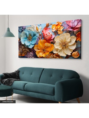 Evine Moda Renkli Çiçekler Tek Parça Kanvas - Canvas Tablo