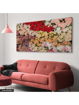 Evine Moda Renkli Çiçekler Tek Parça Kanvas - Canvas Tablo