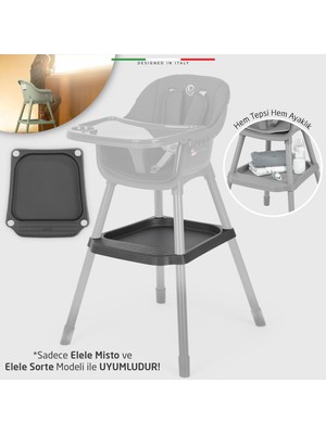 Elele Mama Sandalyesi Tepsili Ayak Desteği (Elele Misto ve Sorte ile Uyumlu) Antrasit