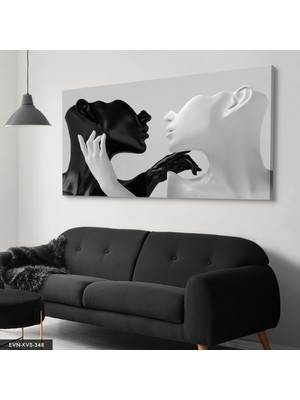 Evine Moda Siyah Beyaz Heykel Sanatsal Soyut Tek Parça Kanvas - Canvas Tablo