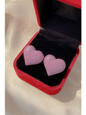 Aurrari Pembe Parlak Tombul Kalp Küpeküpe