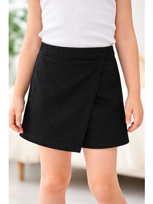 Cuties Kız Çocuk Siyah Şort Etek %100 Pamuk Gabardin | Şık ve Rahat Standart Kalıp