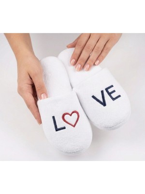 Lara Buklet 1 Adet Beyaz Havlu Eva Kaymaz Taban Kadife Terlik