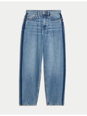 Marks & Spencer Orta Bel Detaylı Barrel Pantolon