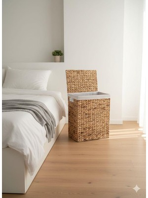 altabi Hasır Kirli Çamaşır Sepeti – Katlanabilir (61 × 47 × 33 Cm)