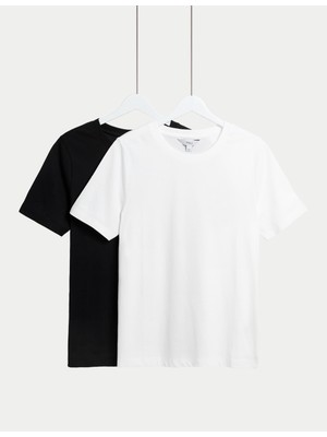 Marks & Spencer 2'li Saf Pamuklu Bisiklet Yaka Regular Fit T-Shirt