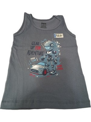 Bulut Anne ve Çocuk Erkek Çocuk Atlet %95 Pamuklu Tekli Renkli ve Baskılı Erkek Çocuk Yuvarlak Yaka Atlet