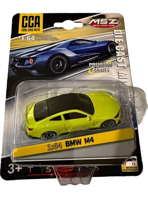 Cca Cool Chic Auto Bmw M4 Die-Cast Model Araba, 1:64 Ölçek, Metal Speed Zone Premium Serisi, Sarı, Çalışan Süspansiyon, 3+ Yaş