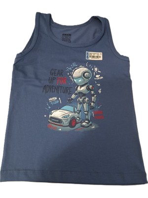 Bulut Anne ve Çocuk Erkek Çocuk Atlet %95 Pamuklu Tekli Renkli ve Baskılı Erkek Çocuk Yuvarlak Yaka Atlet