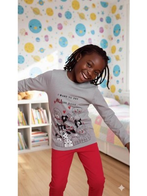 Ayans Pijama Çoklu Köpek Baskılı Çocuk Pijama Takımı