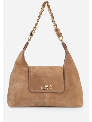 Alessia Bag Brooke Zincir Detaylı Hakiki Deri Omuz Çantası