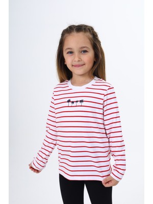Toontoy Kız Çocuk Çizgili Tişört