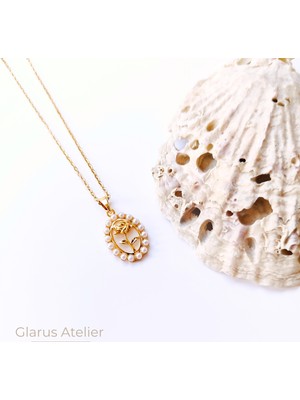 Gül Model Inci Detay 316L Çelik Kolye