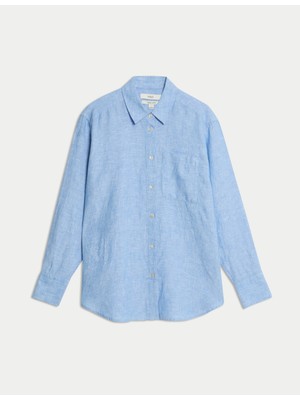 Marks & Spencer %100 Keten Rahat Kesim Gömlek