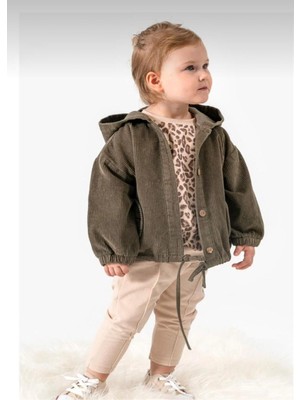 Butik Kız Bebek %100 Pamuklu Kadife Montlu 3'lü Takım Leopar Desenli