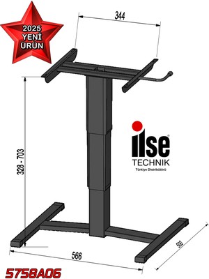 Ilse Technık 5758A06 Yükseklik Ayarlı Teleskobik Masa Ayağı