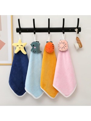Waxstone 4'lü Set Figürlü Çocuk El Havlusu - Askılı Mutfak Kurulama Bezi - Kreş ve Anaokulu Hediye Havlu Seti