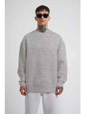 Flamex Unisex Biskilet Yaka Üç Iplik Sweatshirt - Gri