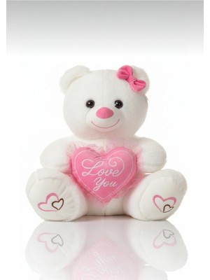 Fenomen Toys Ayıcık Tokalı Beyaz Kalpli 55 cm - Sevimli & Hediyelik Oyuncak