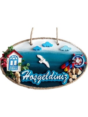 Pazarcan Sahil Kasabası Hoşgeldiniz Yazılı El Yapımı Kapı Süsü