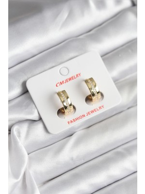 14K Gold Renk Kaplama Zirkon Taşlı Halka Model cm Kadın Küpe EB-53-VICE/(1395) 4860