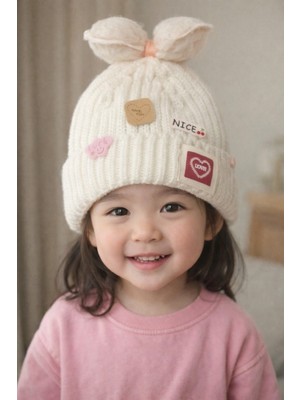 Gigi Giyim Kurdele Detaylı Içi Polarlı Kız Çocuk Bere