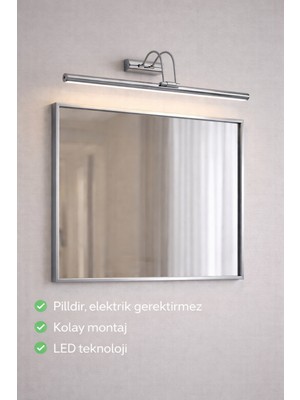 Dekoratif Pilli Ayna Tablo Üstü Krom Kasa Gün Işığı LED Armatür Flüt Aplik Ev Ofis Dekorasyonu