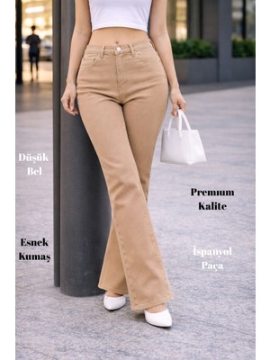 Cedy Denim Cedy Denım Yüksek Kalite Kadın 5 Cep Düşük Bel Ispanyol Paça Skinnyfit Esnek Jean Pantolon C619