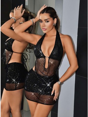 Femina Trendy Siyah Fantezi Elbise 5120