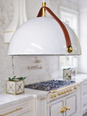 Noonlux Design & Lighting Mull Deri Detaylı Beyaz-Beyaz Kontrast Dikiş Oturma Odası Yemek Masası Salon Yatak Odası