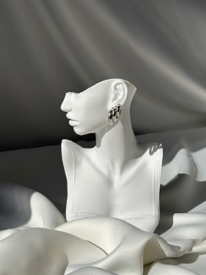 NB Steelora Çelik Üçlü Silver Yuvarlak Küpe