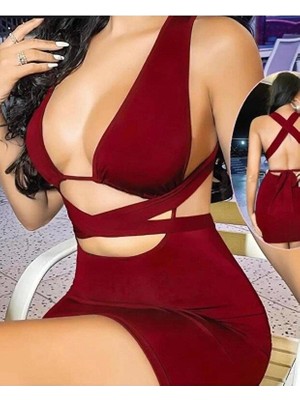 Femina Trendy Kadın Kahverengi Elbise Fantezi 5080