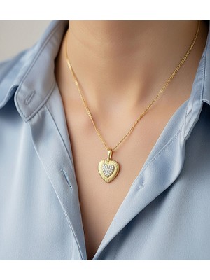 Hoolya Design Xuping Kalp Zirkon Taşlı 14K Gold Premium Çelik Kolye
