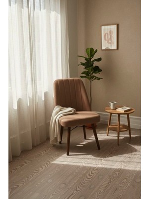 Todek Home Nora 1 Adet Sandalye - Nubuk Kumaşlı Sandalye | Modern Ahşap Ayaklı Yemek & Çalışma Sandalyesi | Minimal Tasarım